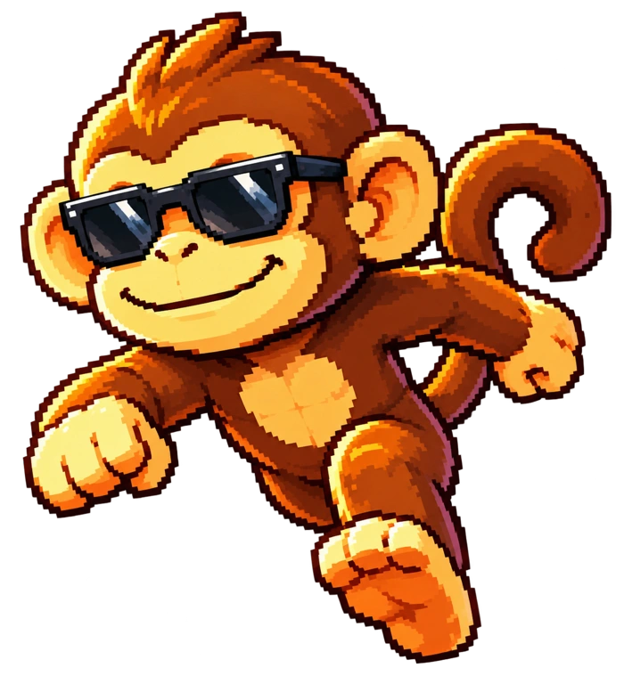 Running MONKO wearing sunglasses